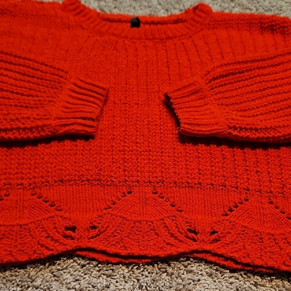 Red Alya Chunky Crop Knit Sweater - Picture 3 of 7